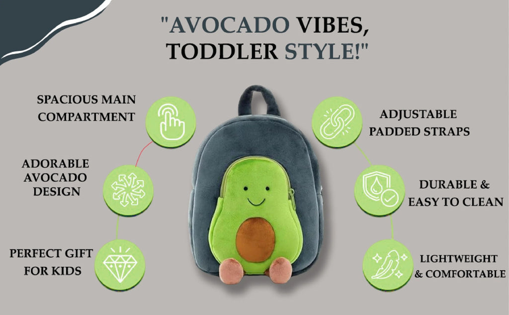 Avocado kids Backpack -Plush Backpack – Soft Bag for Kids 2-5 Years